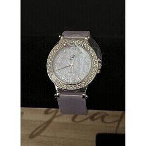 Suzanne Somers Collection Women Quartz Watch Rhinestone Purple Silicone Strap